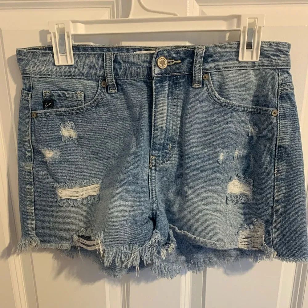 Distressed Kancan Medium Denim Women Shorts blue